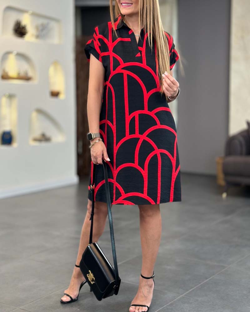 HELENA | Chic A-Line Midi Dress with Short Sleeves