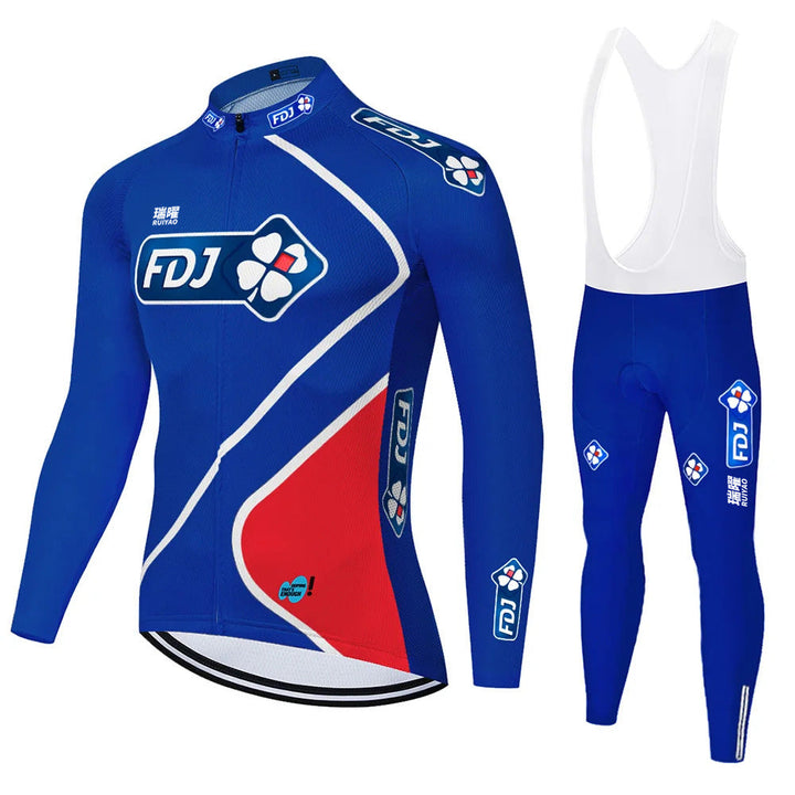 FDJ - Professionell Cykelsats med Långa Ärmar
