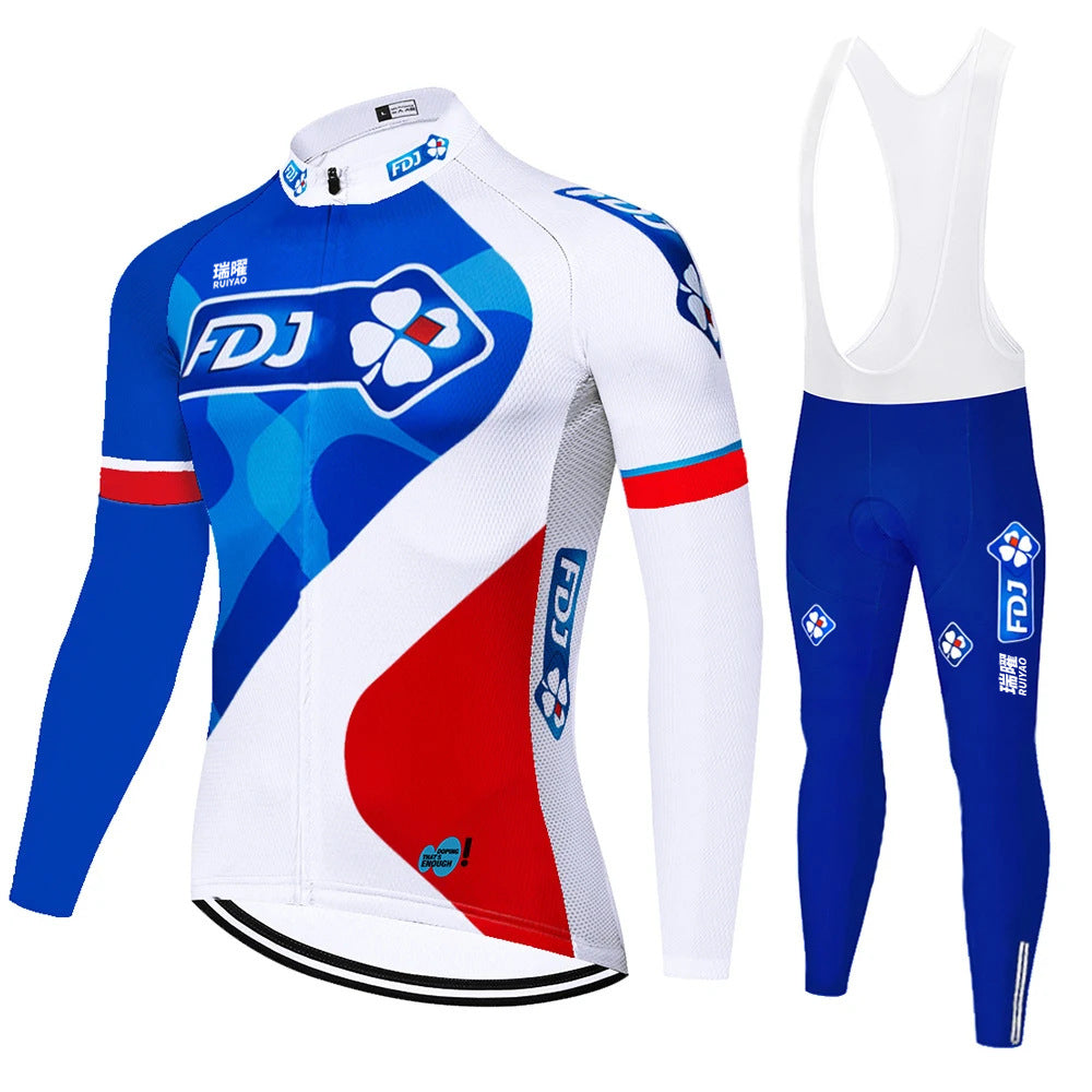 FDJ - Professionell Cykelsats med Långa Ärmar
