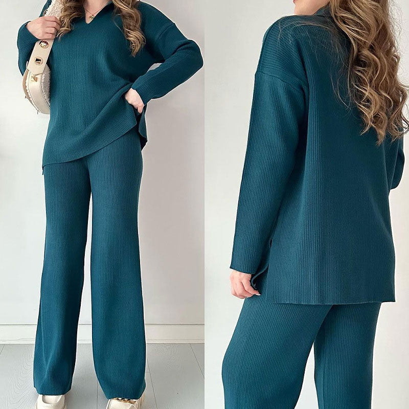 AMALIA™ | ELEGANT SET WITH V-NECK AND SIDE SLITS