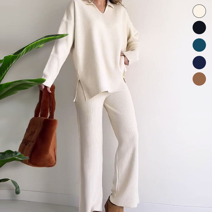 AMALIA™ | ELEGANT SET WITH V-NECK AND SIDE SLITS