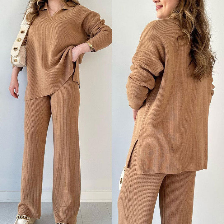 AMALIA™ | ELEGANT SET WITH V-NECK AND SIDE SLITS