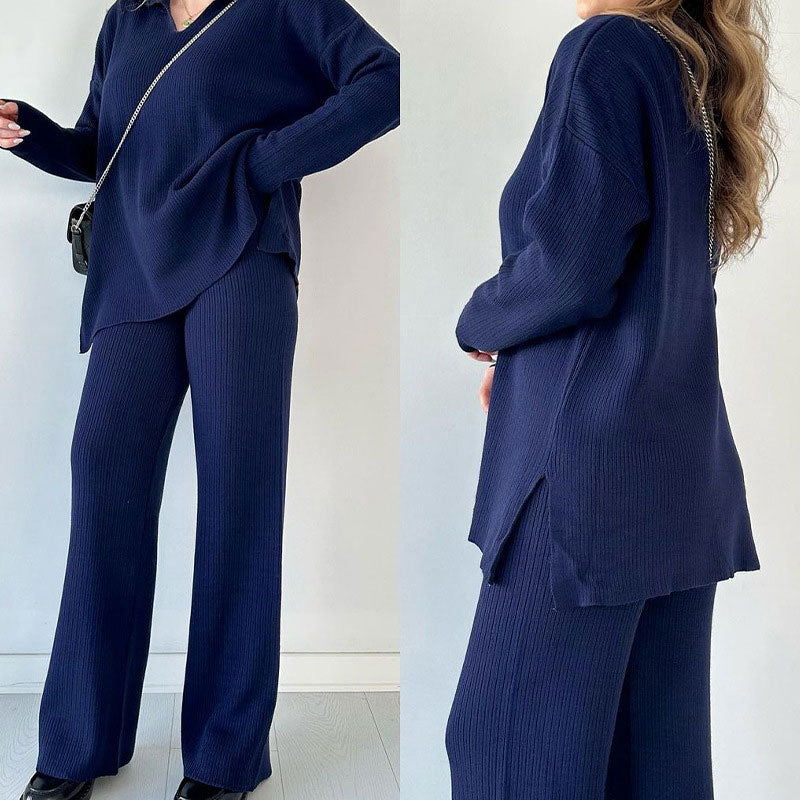 AMALIA™ | ELEGANT SET WITH V-NECK AND SIDE SLITS