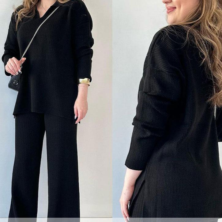 AMALIA™ | ELEGANT SET WITH V-NECK AND SIDE SLITS